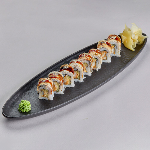 Ролл угорь с филе хрустящей белой рыбы Ролл угорь с филе хрустящей белой рыбы